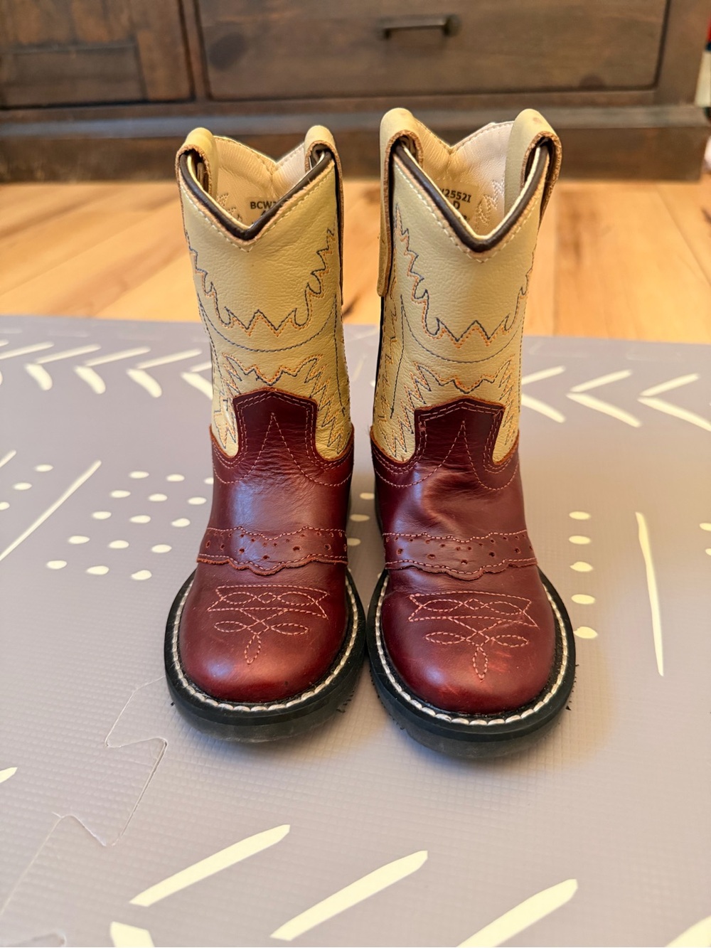 Cody James Toddler Boys Western Roper Cowboy Boots Burgundy Tan Size 4 Toddler